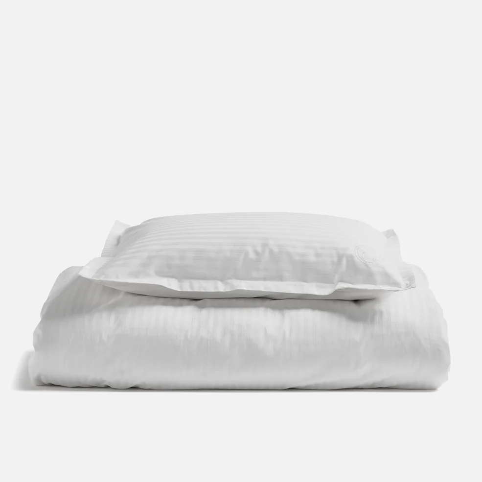 ESPA White 100% Egyptian Cotton Sateen Stripe Duvet Set - Single Image 1