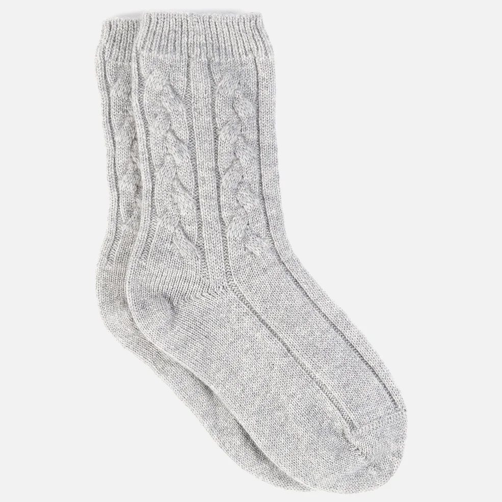 Grey Cashmere Cable Knit Socks Image 1
