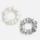 Silk Scrunchie - Pearl White & Moonlight Grey