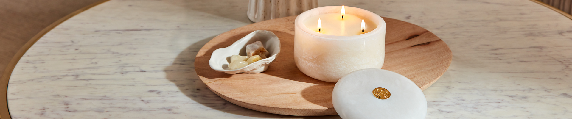 Limited Edition Alabaster Candle Encased in semi-precious Alabaster stone and fragranced with our bestselling Bergamot and Jasmine scent. Shop Now