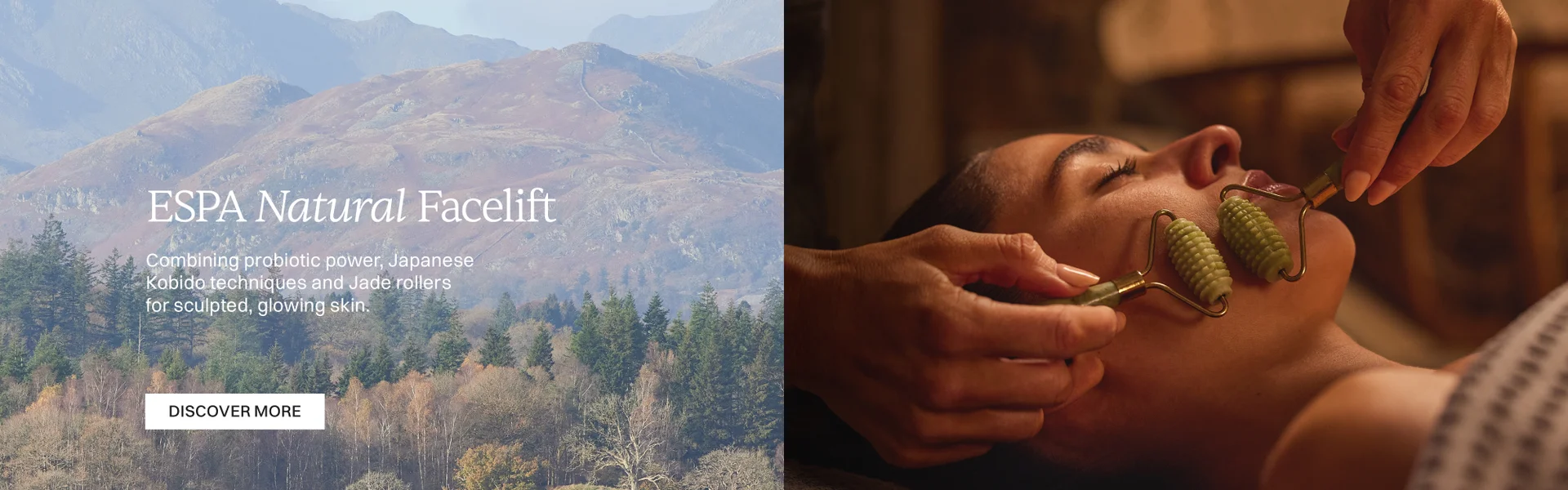 ESPA Natural Facelift Combining probiotic power, japanese kobido techniques and jade rollers for sculpted, glowing skin